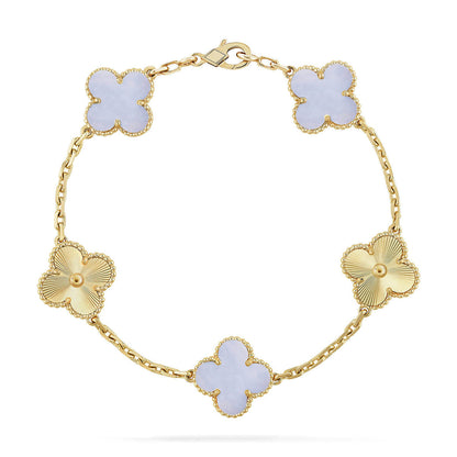 [OrnoraJewelry] CLOVER 5 MOTIF PURPLE CHALCEDONY BRACELET COLLECTION