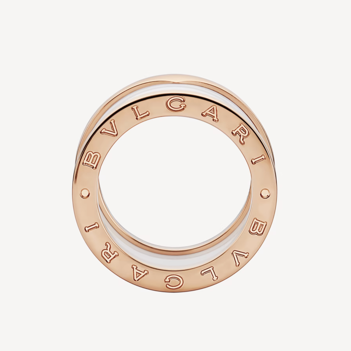[OrnoraJewelry]ZERO 1 FOUR-BAND LOOPS AND WHITE CERAMIC SPIRAL PINK GOLD RING