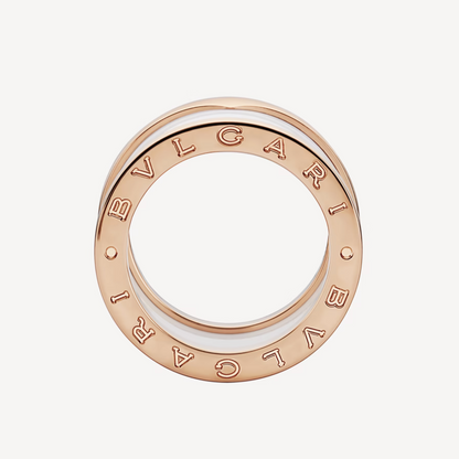 [OrnoraJewelry]ZERO 1 FOUR-BAND LOOPS AND WHITE CERAMIC SPIRAL PINK GOLD RING