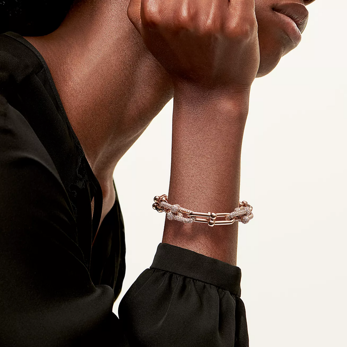 [Ornora Jewelry]HARDWEAR LARGE LINK PINK GOLD PAVED DIAMOND BRACELET