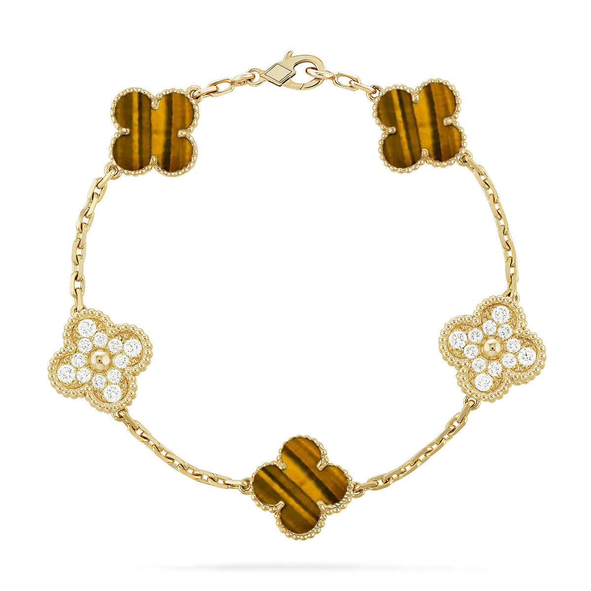 [OrnoraJewelry] CLOVER 5 MOTIFS TIGER EYE BRACELET COLLECTION