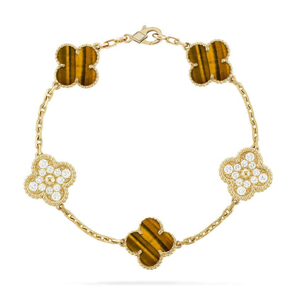 [OrnoraJewelry] CLOVER 5 MOTIFS TIGER EYE BRACELET COLLECTION
