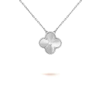 [OrnoraJewelry]CLOVER  15MM DIAMOND LASER NECKLACE SILVER