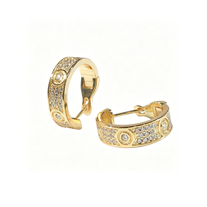 [OrnoraJewelry]LOVE 5.5MM DIAMOND PAVED EARRINGS