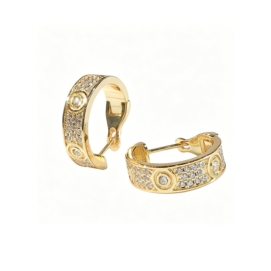 [OrnoraJewelry]LOVE 5.5MM DIAMOND PAVED EARRINGS