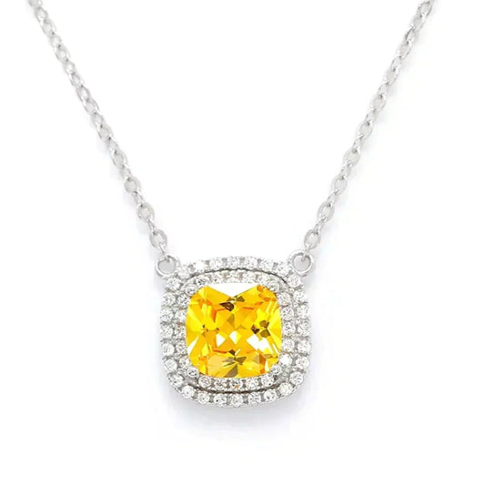 [Ornora Jewelry]SPARKLERS CITRINE GEMSTONE PENDANT NECKLACE STERLING SILVER