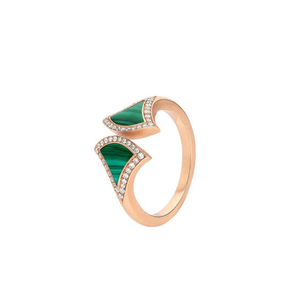 [OrnoraJewelry]DREAM MALACHITE DIAMOND OPEN RING