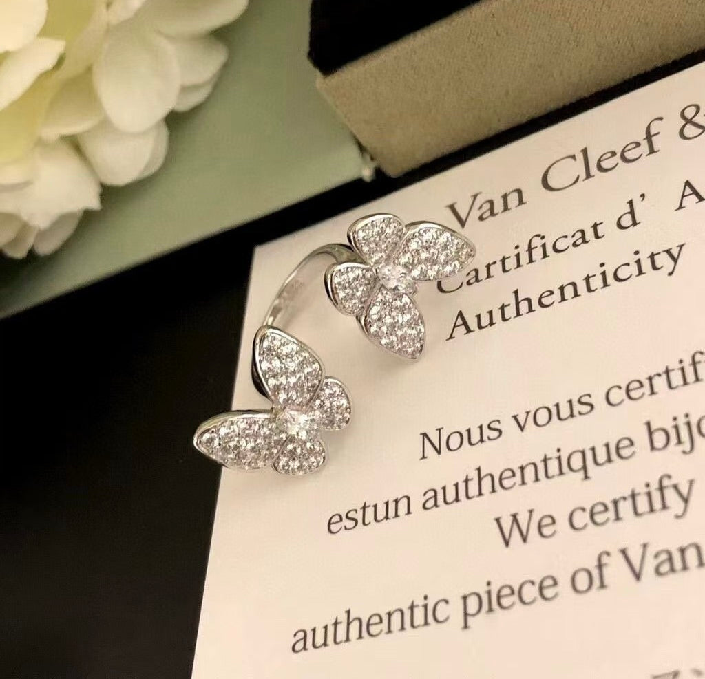 [OrnoraJewelry]TWIN SILVER BUTTERFLY DIAMOND RING