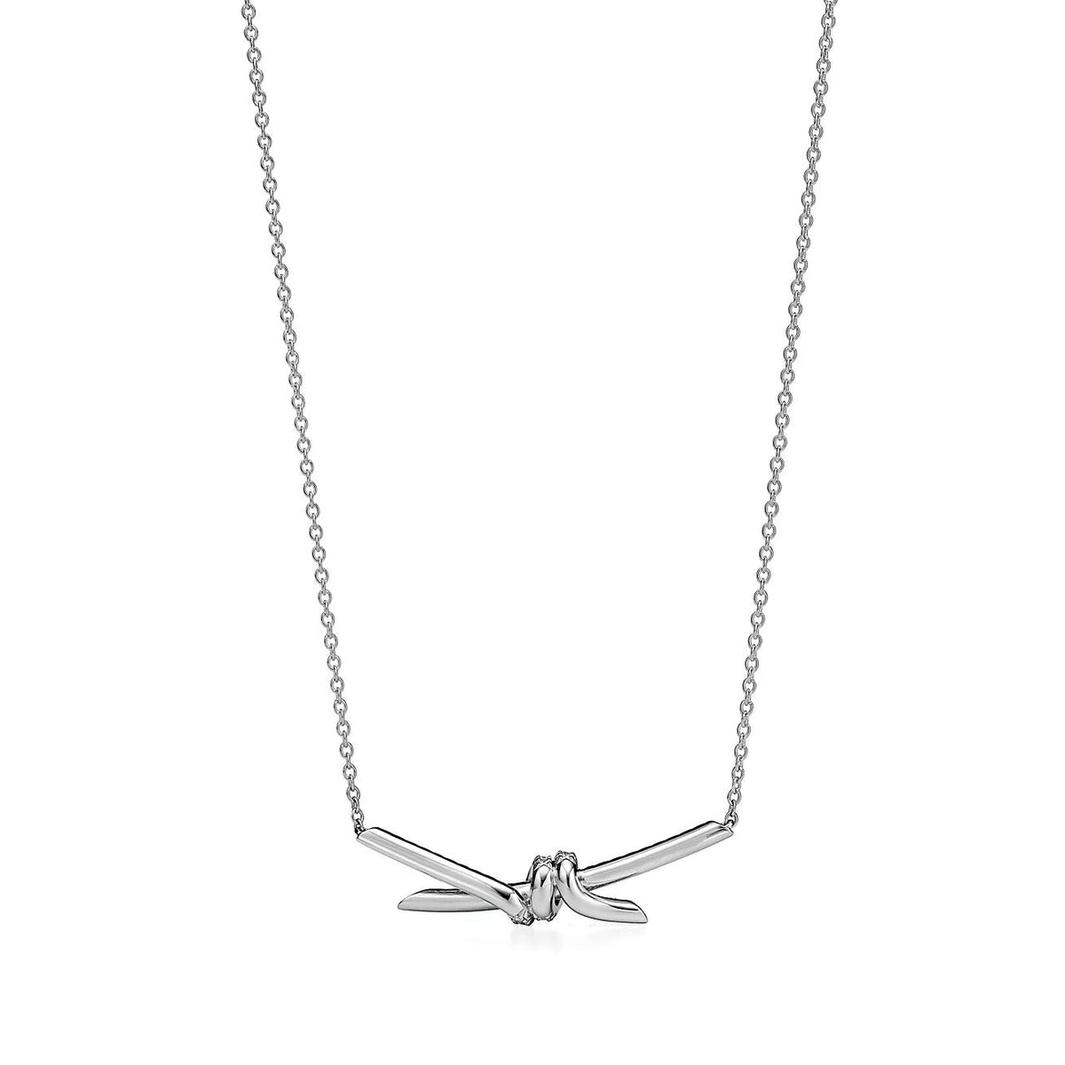 [Ornora Jewelry]KNOT PENDANT SILVER DIAMOND NECKLACE