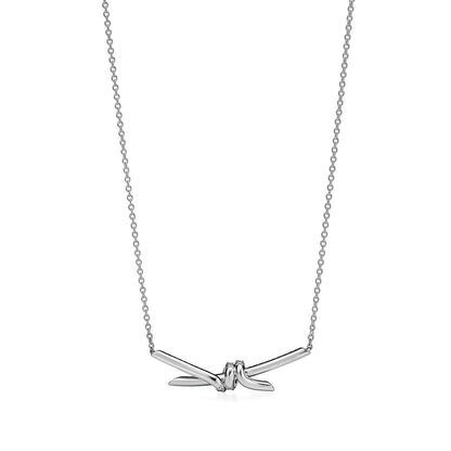 [Ornora Jewelry]KNOT PENDANT SILVER DIAMOND NECKLACE