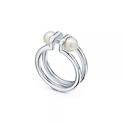 [Ornora Jewelry]DOUBLE PEARL SILVER RING