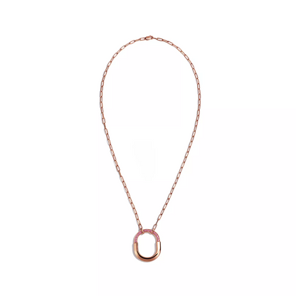 [Ornora Jewelry]LOCK MEDIUM PENDANT PINK DIAMOND PINK GOLD NECKLACE
