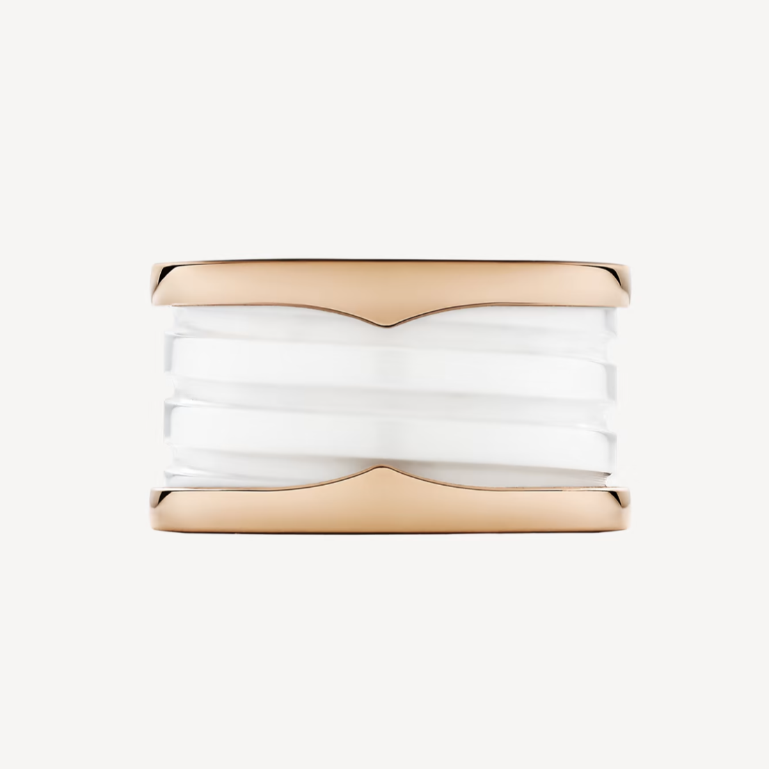 [OrnoraJewelry]ZERO 1 FOUR-BAND LOOPS AND WHITE CERAMIC SPIRAL PINK GOLD RING