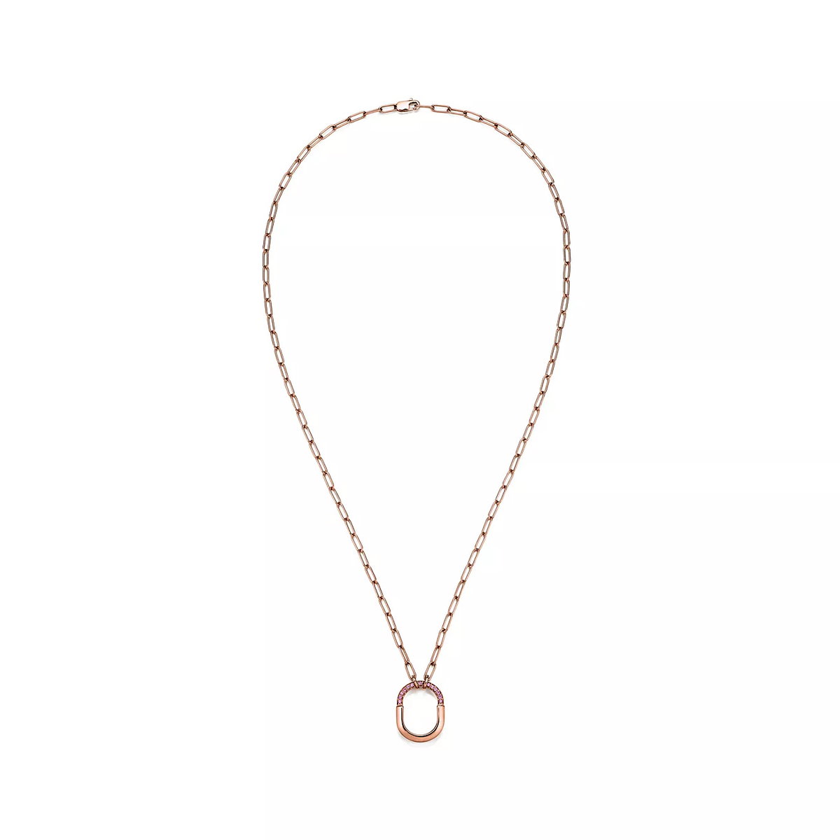 [Ornora Jewelry]LOCK SMALL PENDANT PINK DIAMOND PINK GOLD NECKLACE