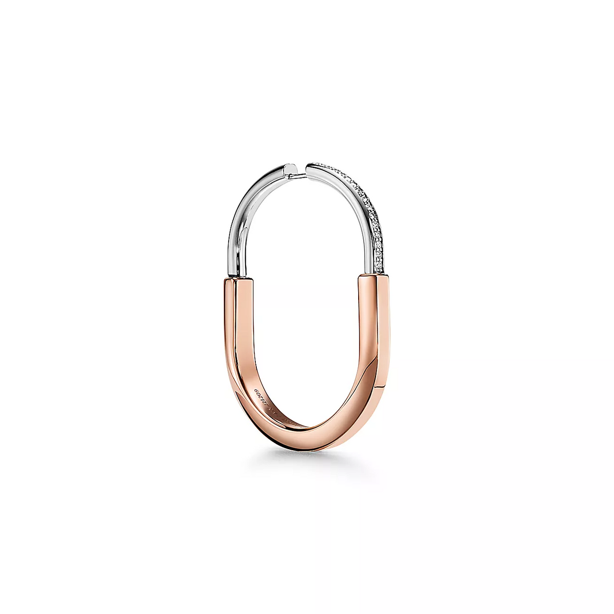 [Ornora Jewelry]LOCK EARRINGS ROSE AND WHITE GOLD DIAMONDS EXTRA LARGE