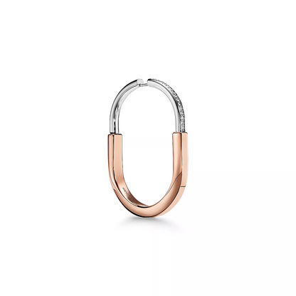 [Ornora Jewelry]LOCK EARRINGS ROSE AND WHITE GOLD DIAMONDS EXTRA LARGE