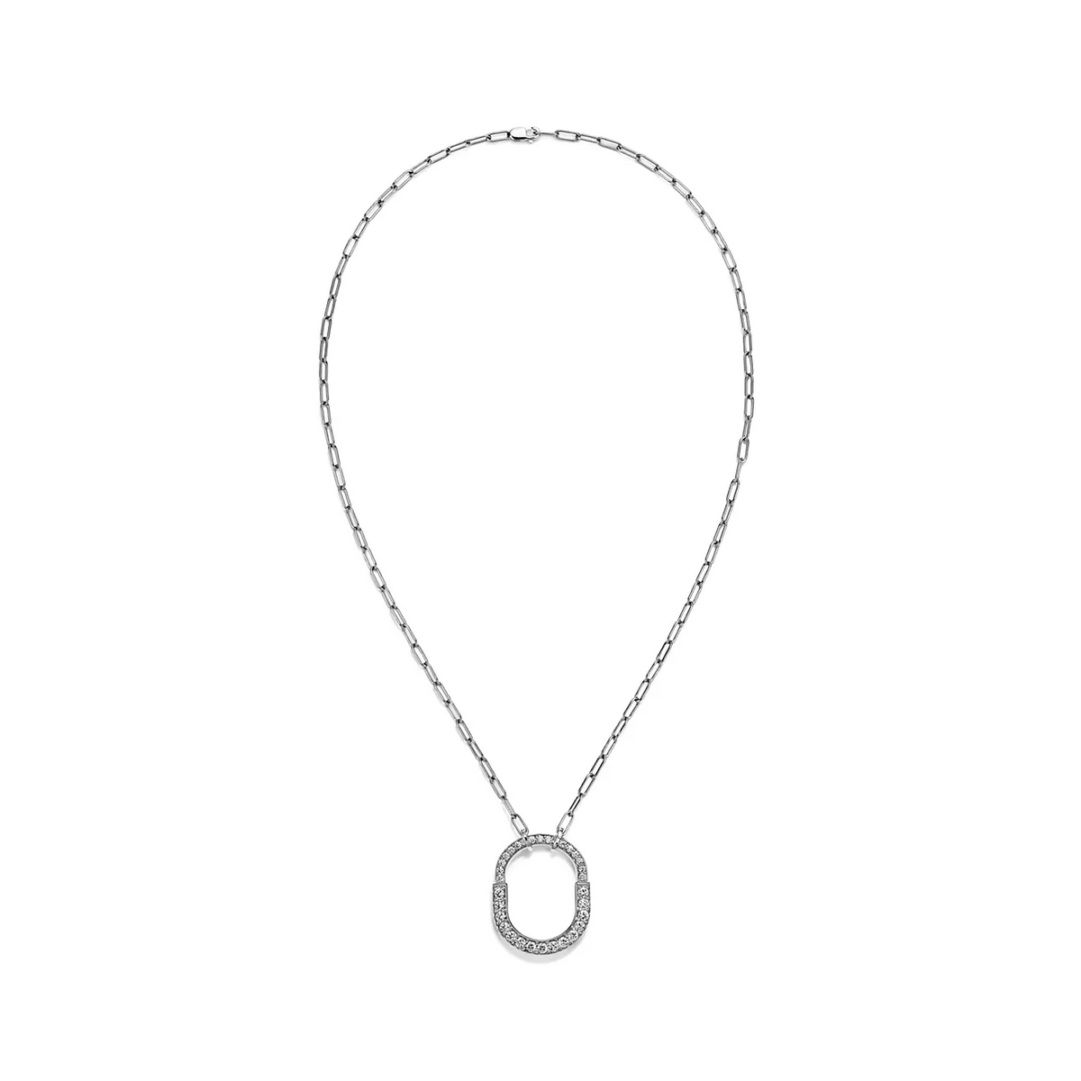 [Ornora Jewelry]LOCK NECKLACE MEDIUM PENDANT SILVER PAVED DIAMONDS