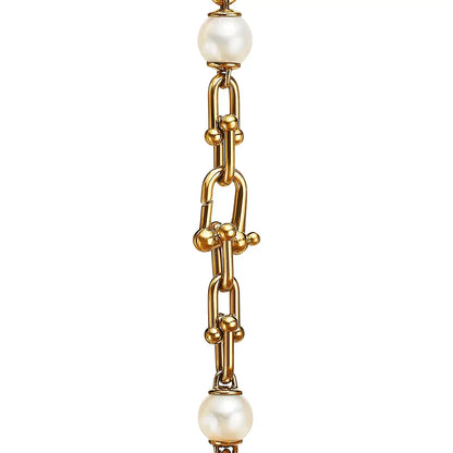 [Ornora Jewelry]LINK BRACELET GOLD WITH FRESHWATER PEARLS