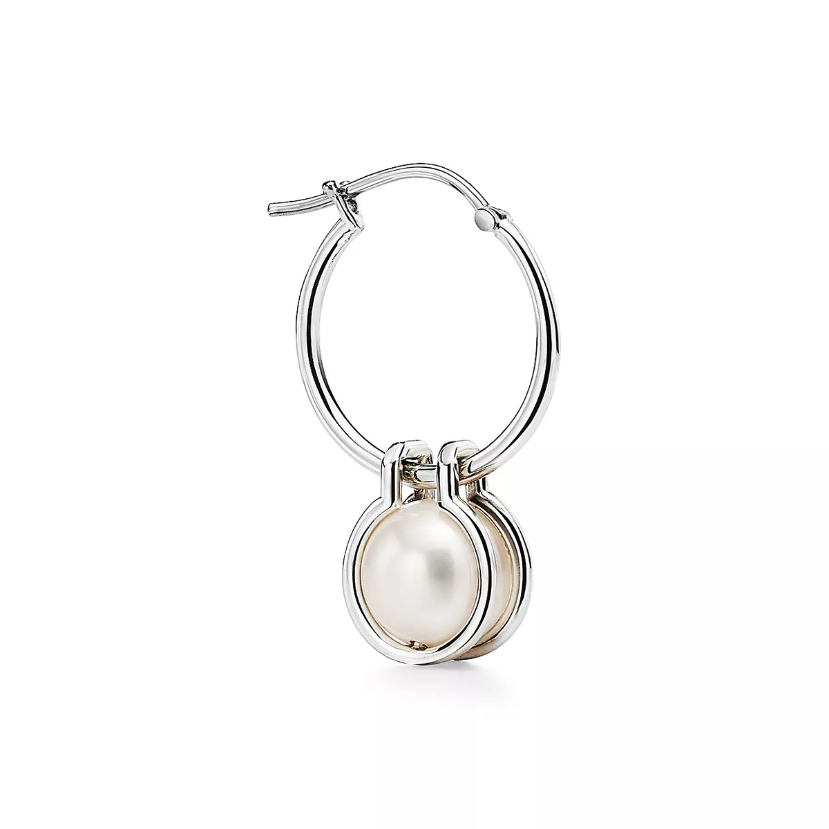 [Ornora Jewelry]PEARL HOOP SILVER EARRINGS
