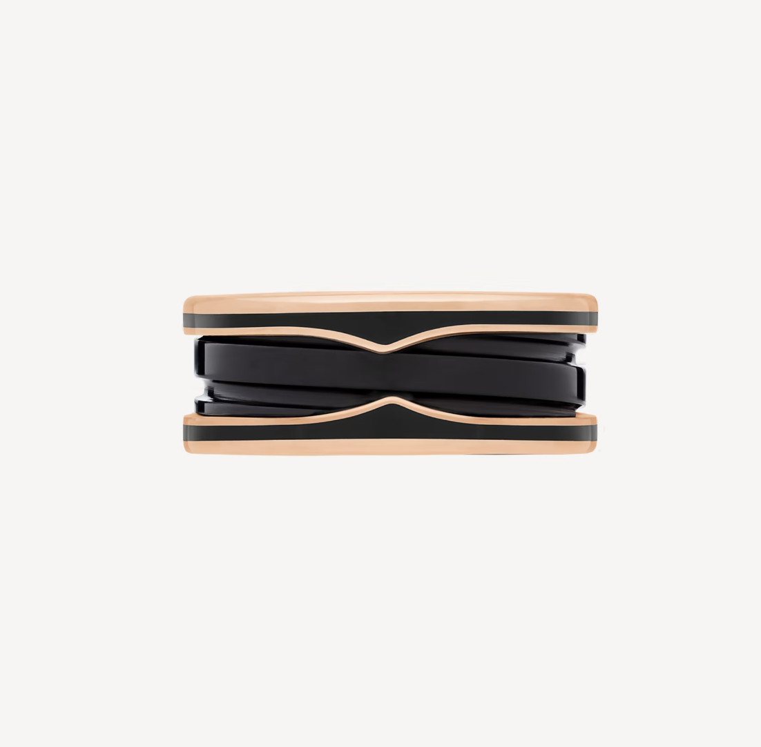 [OrnoraJewelry]ZERO 1 TWO-BAND WITH MATTE BLACK CERAMIC PINK GOLD RING
