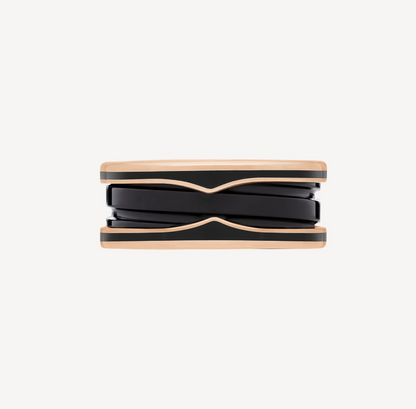 [OrnoraJewelry]ZERO 1 TWO-BAND WITH MATTE BLACK CERAMIC PINK GOLD RING