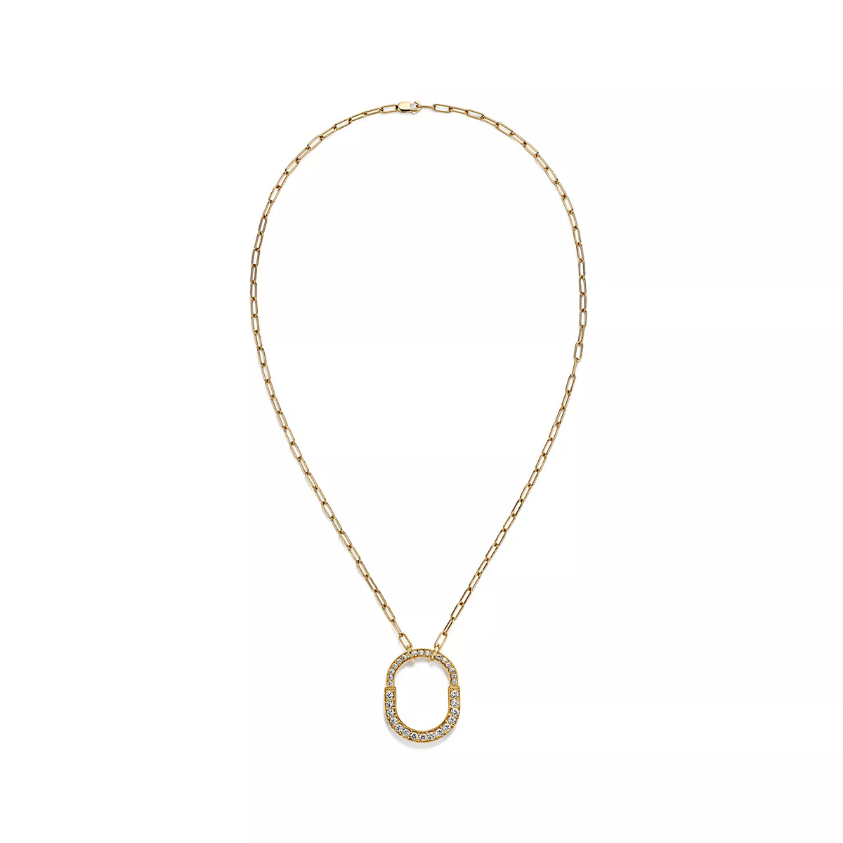 [Ornora Jewelry]LOCK NECKLACE MEDIUM PENDANT GOLD PAVED DIAMONDS
