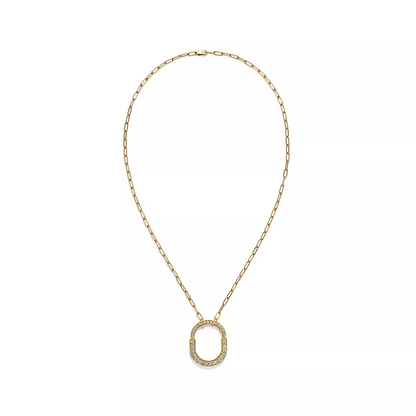 [Ornora Jewelry]LOCK NECKLACE MEDIUM PENDANT GOLD PAVED DIAMONDS