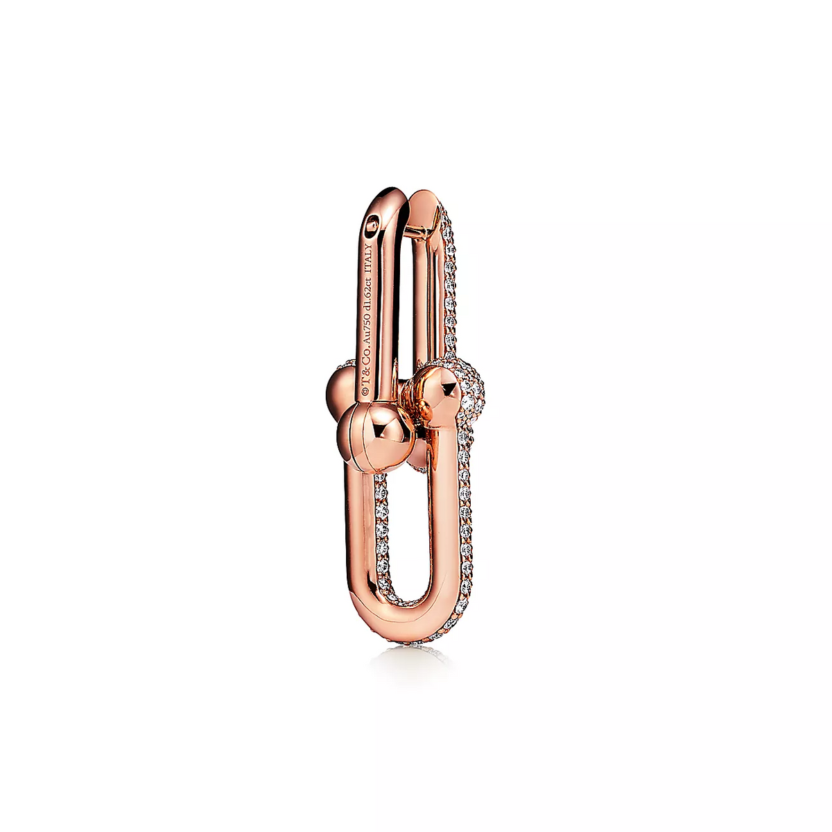 [Ornora Jewelry]LARGE LINK EARRINGS PINK GOLD WITH PAVED DIAMONDS