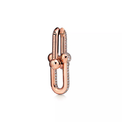 [Ornora Jewelry]LARGE LINK EARRINGS PINK GOLD WITH PAVED DIAMONDS