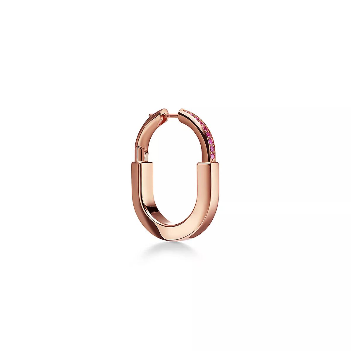 [Ornora Jewelry]LOCK MEDIUM PINK DIAMOND PINK GOLD EARRINGS