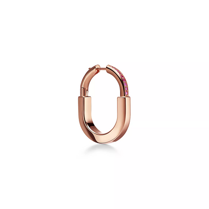 [Ornora Jewelry]LOCK MEDIUM PINK DIAMOND PINK GOLD EARRINGS