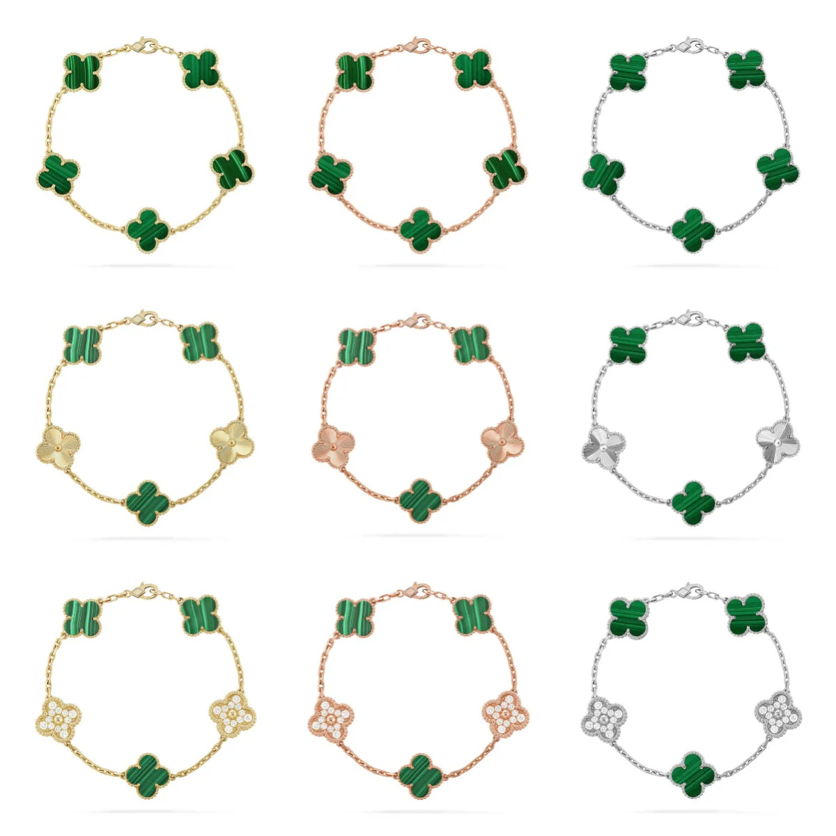 [OrnoraJewelry] CLOVER 5 MOTIF MALACHITE BRACELET COLLECTION