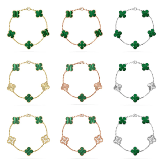 [OrnoraJewelry] CLOVER 5 MOTIF MALACHITE BRACELET COLLECTION