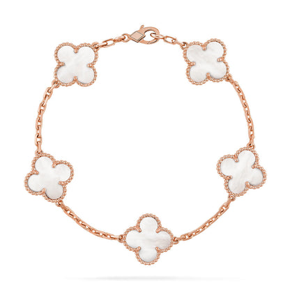 [OrnoraJewelry]CLOVER WHITE PEARL MOP 5 MOTIF BRACELET COLLECTION