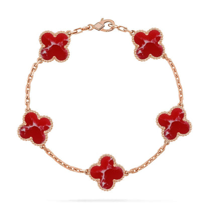 [OrnoraJewelry]CLOVER 5 MOTIF RED PATTERN BRACELET COLLECTION