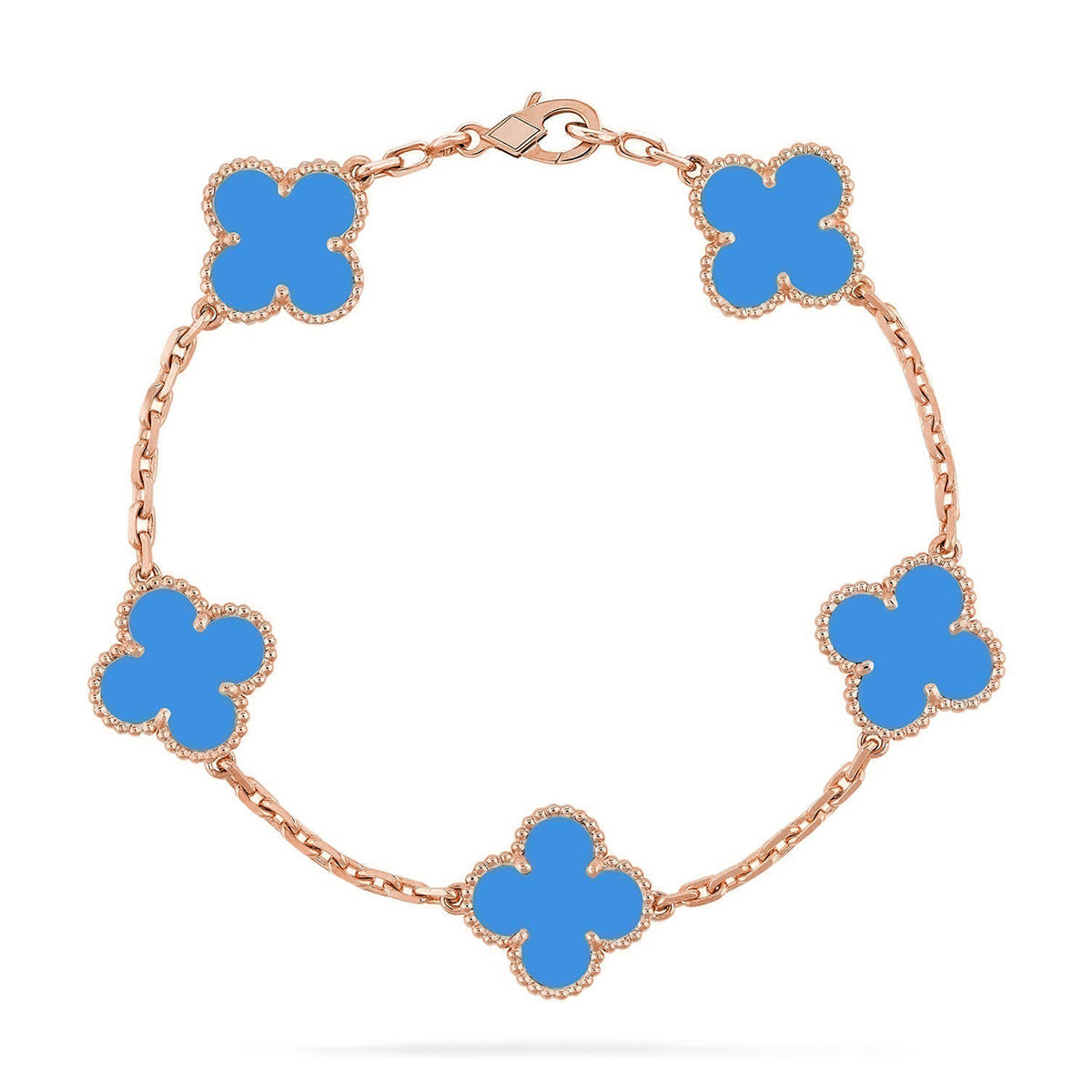 [OrnoraJewelry] CLOVER 5 MOTIF BLUE AGATE BRACELET COLLECTION