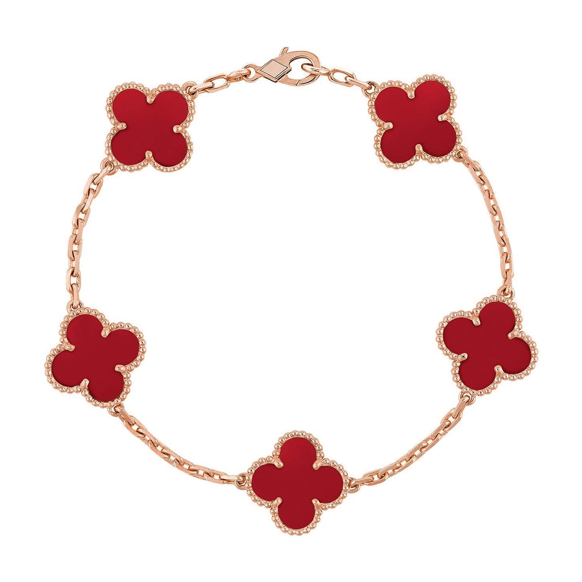 [OrnoraJewelry] CLOVER 5 MOTIF RED CORNELIAN BRACELET COLLECTION