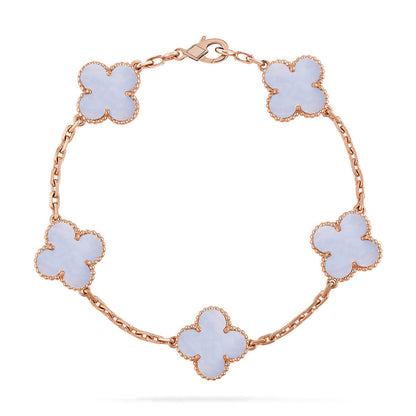 [OrnoraJewelry] CLOVER 5 MOTIF PURPLE CHALCEDONY BRACELET COLLECTION