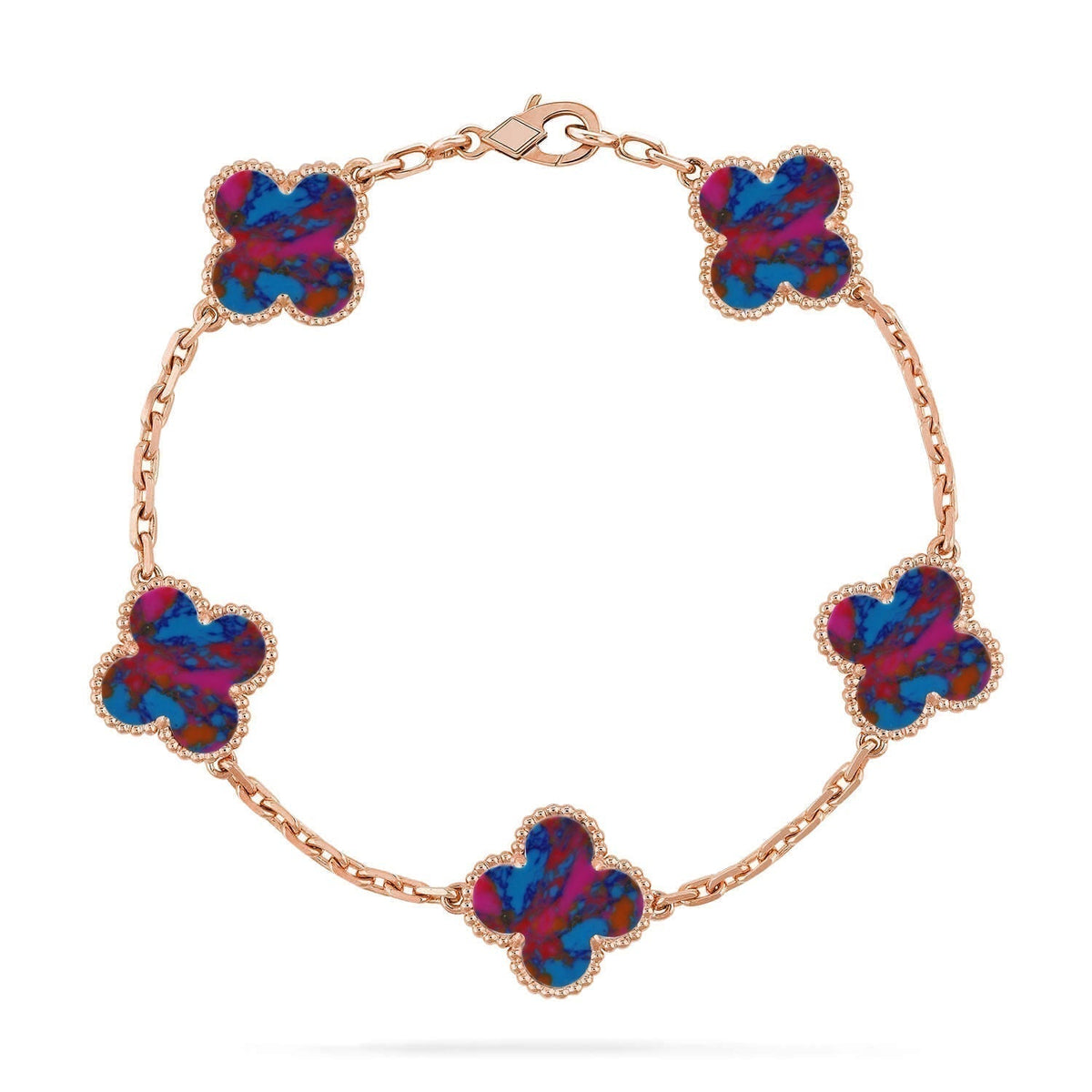 [OrnoraJewelry]CLOVER 5 MOTIF COLOR GEMSTONES BRACELET COLLECTION