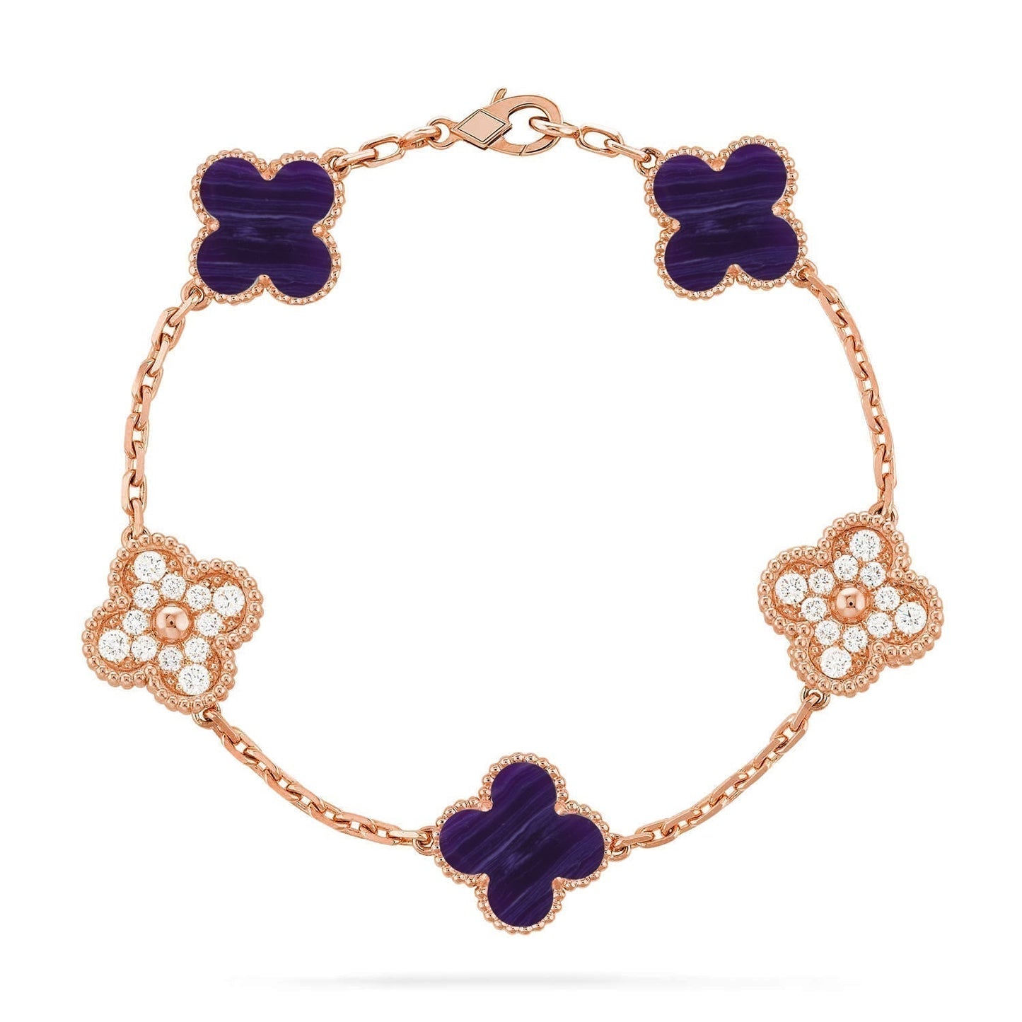 [Ornora Jewelry]CLOVER 5 MOTIF PURPLE STRIPES BRACELET COLLECTION