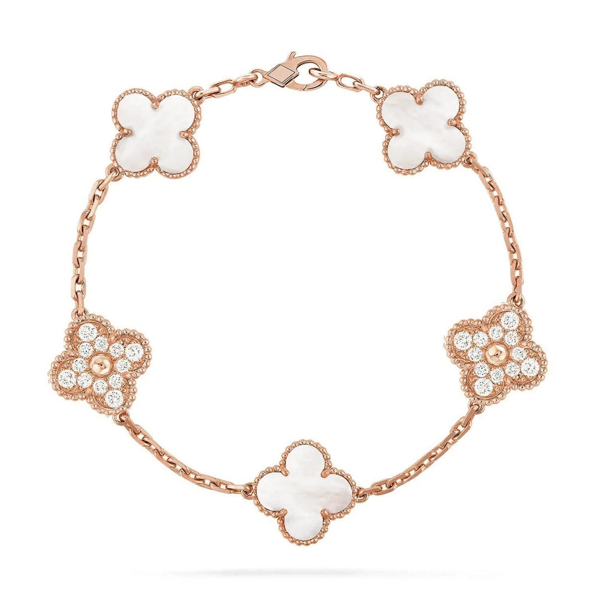 [OrnoraJewelry]CLOVER WHITE PEARL MOP 5 MOTIF BRACELET COLLECTION