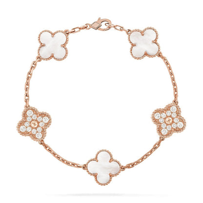 [OrnoraJewelry]CLOVER WHITE PEARL MOP 5 MOTIF BRACELET COLLECTION