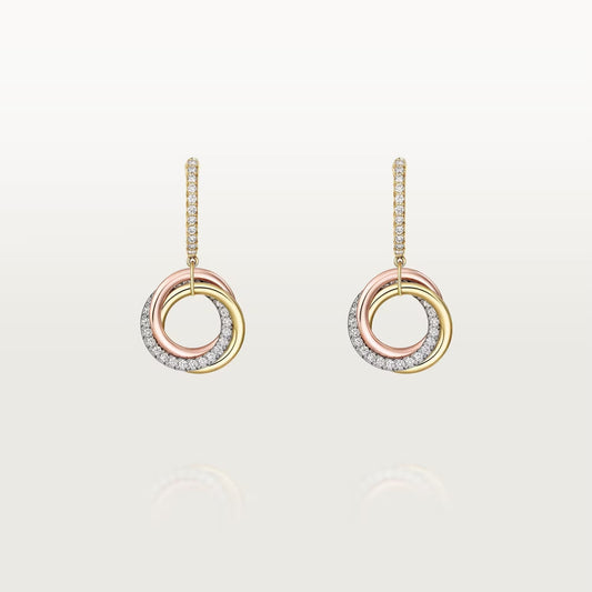 [OrnoraJewelry]TRINITY HALF DIAMOND  EARRINGS