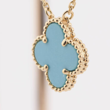 [OrnoraJewelry]CLOVER 15MM VINTAGE TURQUOISE NECKLACE