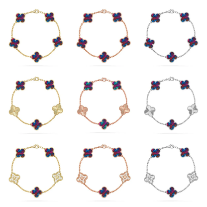 [OrnoraJewelry]CLOVER 5 MOTIF COLOR GEMSTONES BRACELET COLLECTION