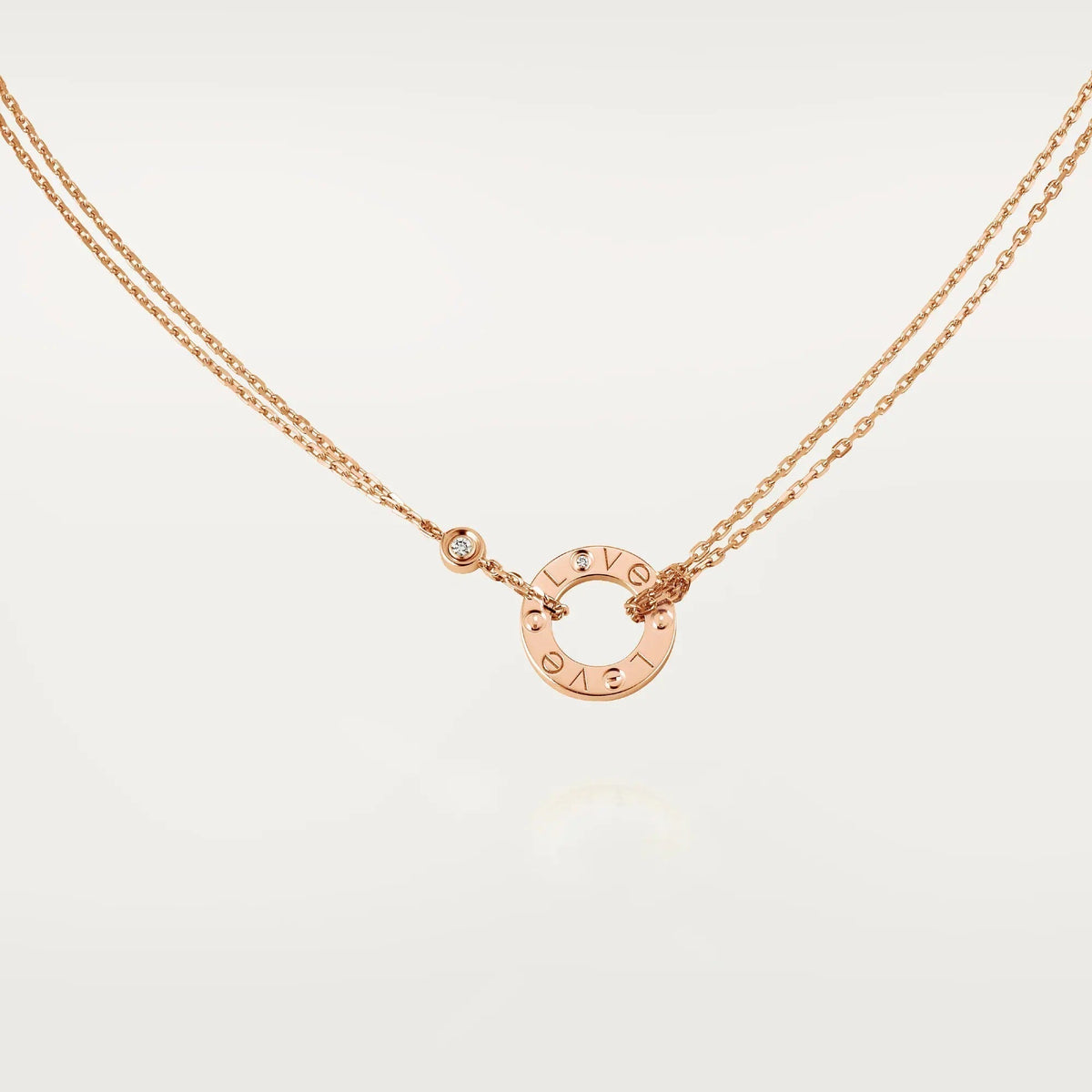 [OrnoraJewelry]LOVE NECKLACE 16MM 2 DIAMONDS