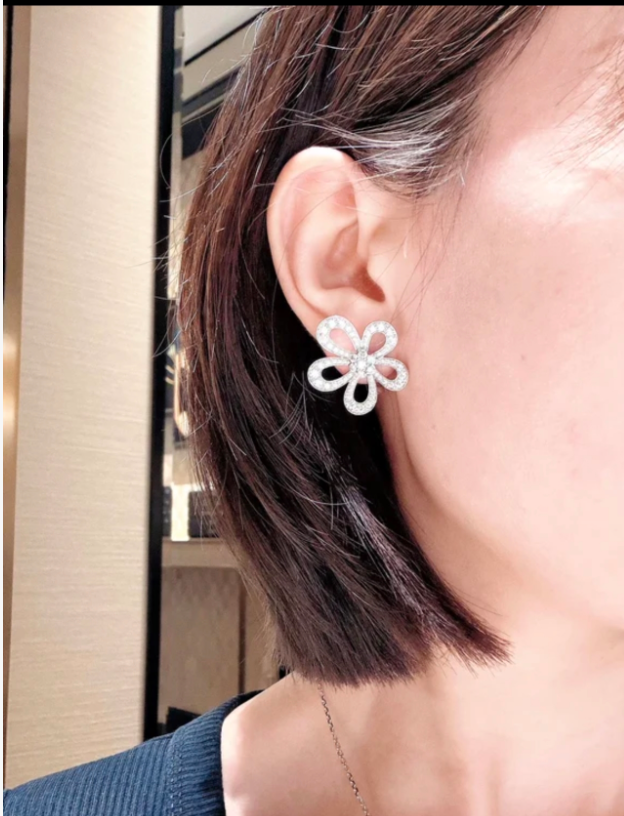 [OrnoraJewelry]Flowerlace Diamond Pavé Earrings