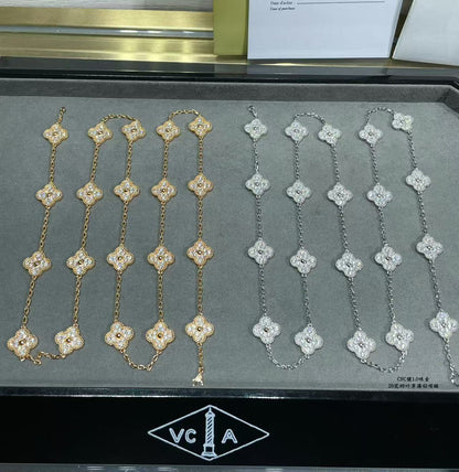 [OrnoraJewelry]CLOVER 20 MOTIFS FULL-DIAMOND NECKLACE