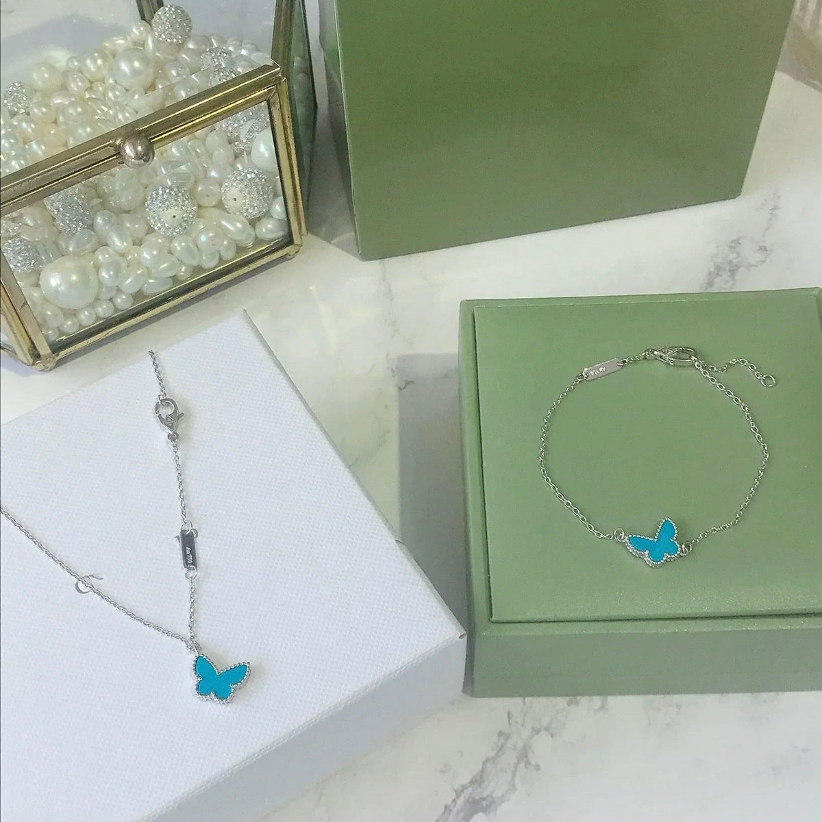 [OrnoraJewelry]BUTTERFLY TURQUOISE BUTTERFLY BRACELET SILVER