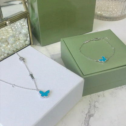 [OrnoraJewelry]BUTTERFLY TURQUOISE BUTTERFLY BRACELET SILVER